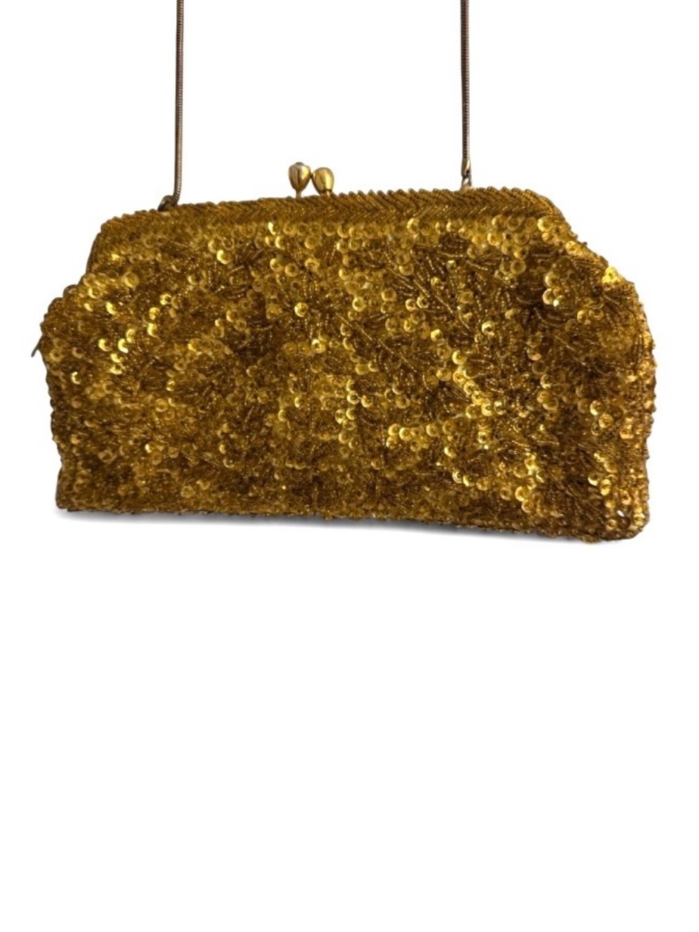Vintage Gold Beaded Sequin Evening Bag Handmade